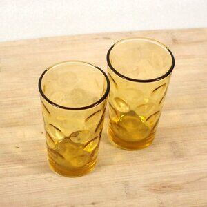 Set of 2 Vintage Hazel Atlas Continental Can Company Gold Eldorado Juice Glasses